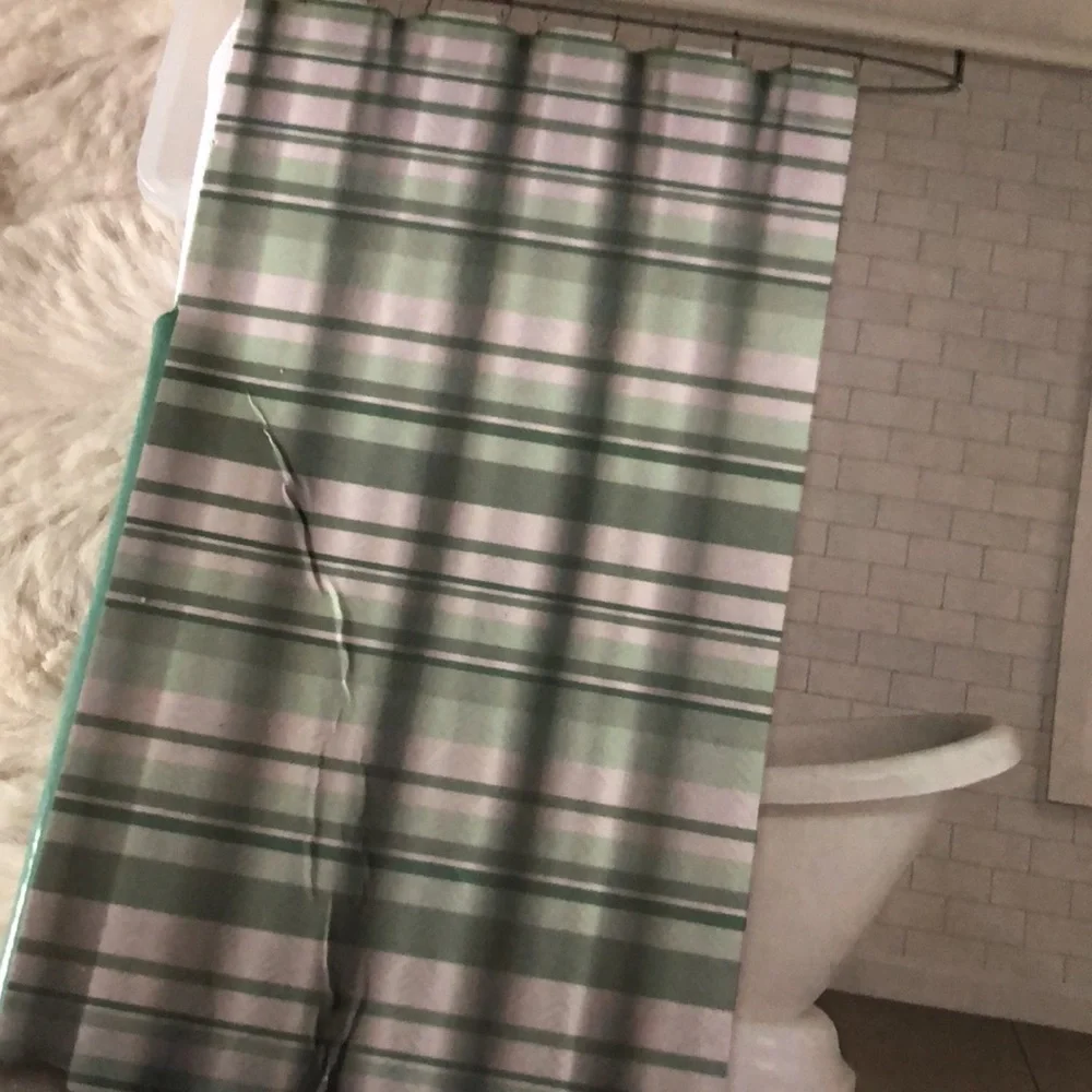 CH Style Mint Green and White Shower Curtain